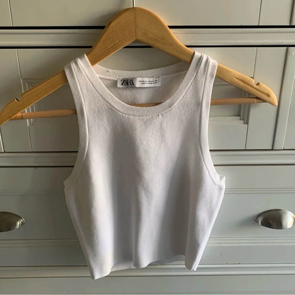 Zara White Crop Top Blouse - Picture 1 of 3
